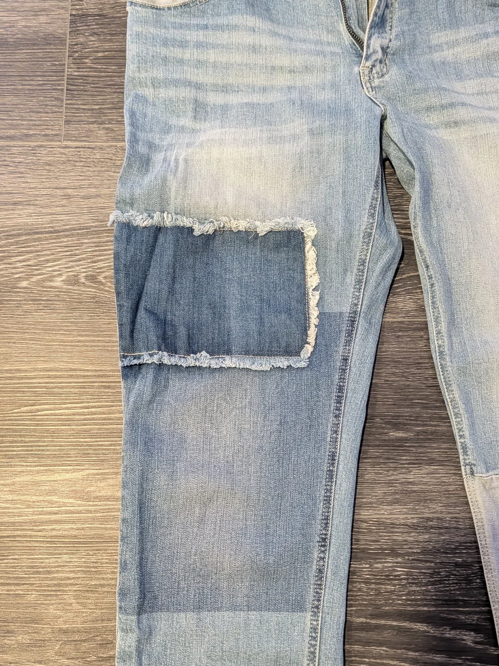 Light Wash Patch Skinny Jeans